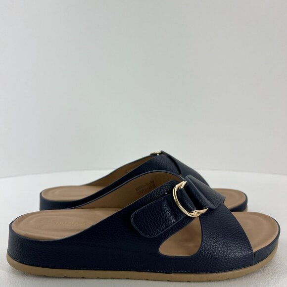 Patrizia Shoes - Patrizia by Spring Step Rutha Slide Sandals Women 10 Criss Cross Vegan Navy Blue